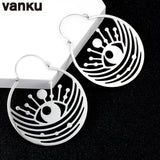 Vanku 2PCS Stainless Steel Drop Earrings Flower Shape