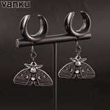 Vanku 2PCS Moth Saddle Ear Plugs Stainless Steel Gauges Tunnels