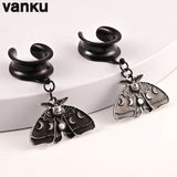 Vanku 2PCS Moth Saddle Ear Plugs Stainless Steel Gauges Tunnels