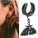 Vanku 2PCS Moth Saddle Ear Plugs Stainless Steel Gauges Tunnels