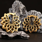 Vanku Stainless Steel Flower Ear Weight Plug Body Piercing Jewelry