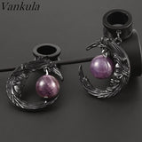 Vankula 2PC Moon Dangle Ear Gauges Stainless Steel Ear Plugs