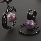 Vankula 2PC Moon Dangle Ear Gauges Stainless Steel Ear Plugs