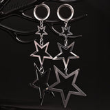 Stainless Steel Star Dangle Ear Plugs Gauges Stretcher 2g 0g Piercing
