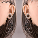 Stainless Steel Star Dangle Ear Plugs Gauges Stretcher 2g 0g Piercing