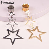 Stainless Steel Star Dangle Ear Plugs Gauges Stretcher 2g 0g Piercing