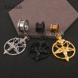 Vankula 2PCS Ear Plugs Tunnels Dangle Earrings Stainless Steel Gauges Expander