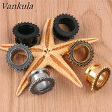 2PCS 316L Stainless Steel Ear Plugs Body Piercing Screw Tunnels