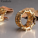 2PCS 8-16mm Hollow Flowers Tunnels Ear Plugs Gauges for Stretched Earlobe