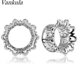2PCS 8-16mm Hollow Flowers Tunnels Ear Plugs Gauges for Stretched Earlobe