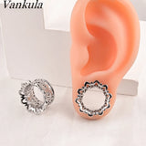 2PCS 8-16mm Hollow Flowers Tunnels Ear Plugs Gauges for Stretched Earlobe