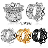 2PCS 8-16mm Hollow Flowers Tunnels Ear Plugs Gauges for Stretched Earlobe