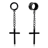 Vankula Cross Dangle Ear Plugs 316L Stainless Steel Hanger Gauges Metal Earrings