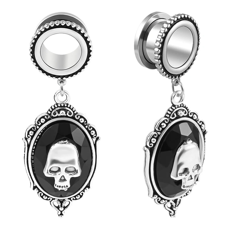 Vankula 2PCS Dangle Ear Tunnels Stainless Steel Ear Gauges