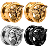 2PCS Moth Ear Plugs Tunnels Stainless Steel Body Piercing Jewelry