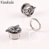 2PCS Moth Ear Plugs Tunnels Stainless Steel Body Piercing Jewelry