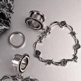 Vankula 2PCS Ear Piercing Tunnels Heart Pendant Stainless Steel Expander