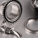 Vankula 2PCS Ear Piercing Tunnels Heart Pendant Stainless Steel Expander