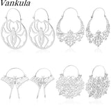 Spider Flower Ear Hanger Weights Pendant Stainless Steel Ear Plugs Gauges
