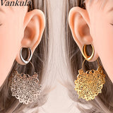Spider Flower Ear Hanger Weights Pendant Stainless Steel Ear Plugs Gauges