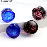 Vankula 2PCS Glass Ear Body Jewelry Expanders Piercing Tunnels Plugs
