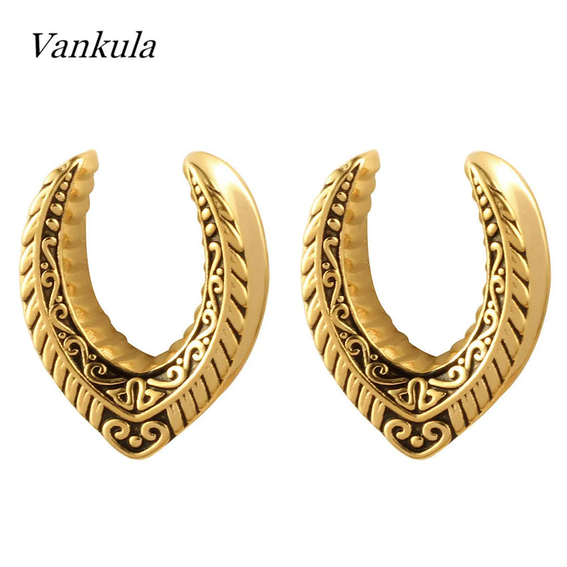 Vankula 2PCS Saddle EarTunnel Plugs Body Jewelry