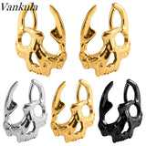 2PCS Skull Stainless Steel Ear Weights 6g Gauges Tunnels Piercing Expander