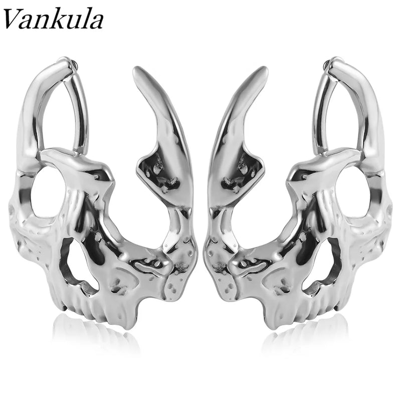 2PCS Skull Stainless Steel Ear Weights 6g Gauges Tunnels Piercing Expander