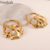 2PCS Skull Stainless Steel Ear Weights 6g Gauges Tunnels Piercing Expander