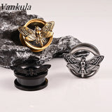 2PCS Stainless Steel Death Moth Ear Gauges Plugs