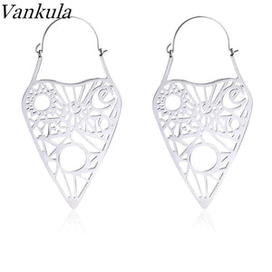 2PCS Stainless Steel Flower Drop Earrings Ear Plugs Tunnels