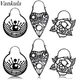 2PCS Stainless Steel Flower Drop Earrings Ear Plugs Tunnels