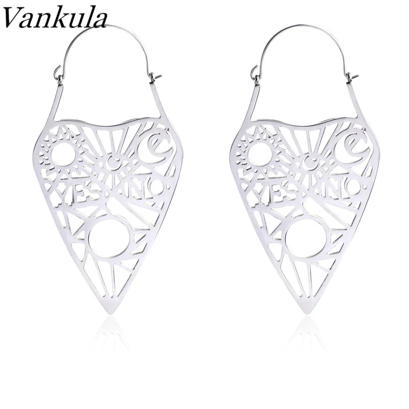 2PCS Stainless Steel Flower Drop Earrings Ear Plugs Tunnels