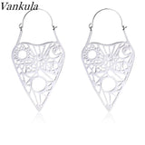 2PCS Stainless Steel Flower Drop Earrings Ear Plugs Tunnels