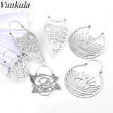 2PCS Stainless Steel Flower Drop Earrings Ear Plugs Tunnels