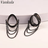 Vankula 2PCS Heart Teardrop Ear Tunnels Gauges for Women