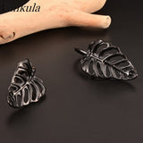 Vankula 2pc Leaves Ear Weights Hangers Stainless Steel