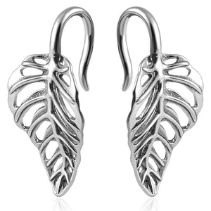 Vankula 2pc Leaves Ear Weights Hangers Stainless Steel