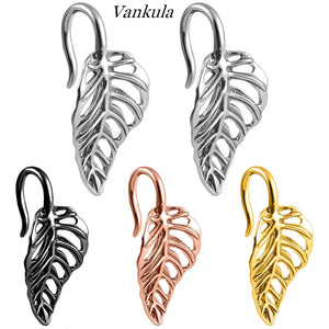 Vankula 2pc Leaves Ear Weights Hangers Stainless Steel