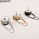 Stainless Steel Ear Gauges Chain Pearl Flared Plugs Tunnel Piercing Body Jewelry