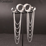 Vankula 2pc Stainless Steel Chain Earrings Body Piercing Jewelry