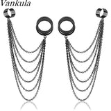Vankula 2pc Stainless Steel Chain Earrings Body Piercing Jewelry