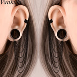 Vankula 2pc Stainless Steel Chain Earrings Body Piercing Jewelry