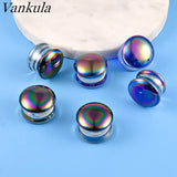 Vankula 2pc Glass Ear Plugs Gauges Earrings Women Flesh Tunnel Piercing