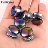 Vankula 2pc Glass Ear Plugs Gauges Earrings Women Flesh Tunnel Piercing