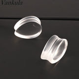 2pcs 6-25mm Water Drop Glass Ear Tunnel Guages Earring Piercing Body Jewelry