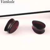 2pcs 6-25mm Water Drop Glass Ear Tunnel Guages Earring Piercing Body Jewelry