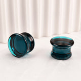 2pcs Glass Colorful Ear Piercing Plugs Gauges Body Jewelry Tunnels