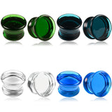 2pcs Glass Colorful Ear Piercing Plugs Gauges Body Jewelry Tunnels