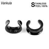 Vankula 2pcs Ear Plugs & Tunnels Stainless Steel Gauges